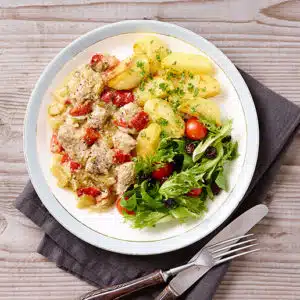Halkær ådals braiseret gris med kartofler