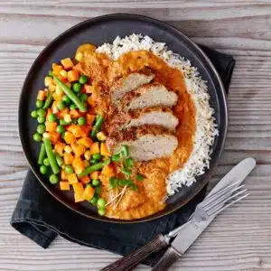 Oksefarsbrød med tomatsovs