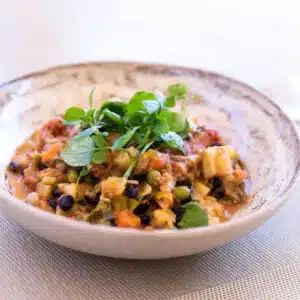 Indisk gryderet med basmatiris (vegansk)