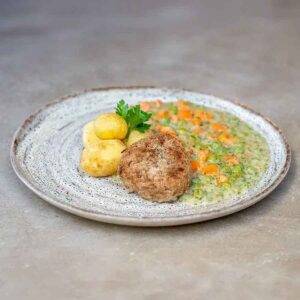 Færdiglavet Karbonade Med Grønærter Og Kartofler